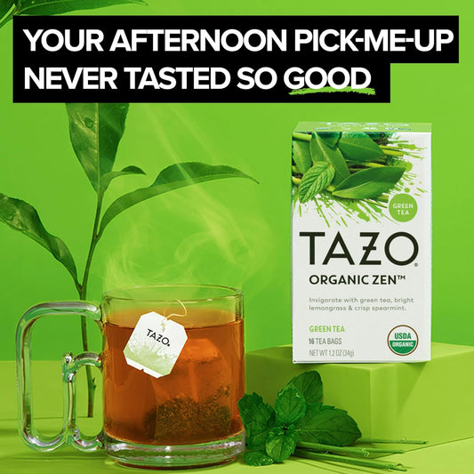 TAZO_Organic_Zen_Green_Tea_Bags,_Caffeine_Free_Tea_with_Refreshing_Lemongrass_&_Spearmint,_96_Total_Tea_Bags_(16ct_-_Pack_of_6)