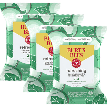 Burt's_Bees_Cucumber_&_Mint_Face_Wipes,_for_All_Skin_Types,_Refreshing_Makeup_Remover_&_Facial_Cleansing_Towelettes,_30_Ct._(3-Pack)