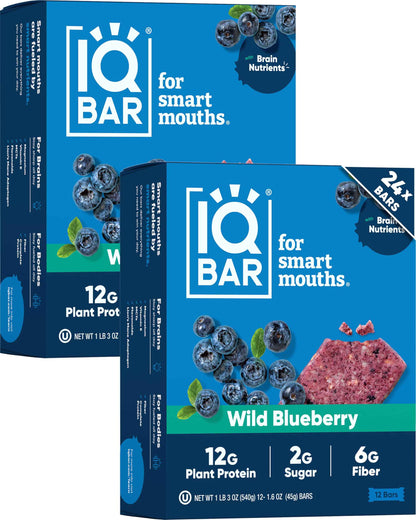 IQBAR Clean Plant Protein Bars - Keto, Vegan, High Fiber, Gluten and Dairy Free, Low Sugar Snack - Brain and Body Nutrients for Focus, Energy, Meal Replacement