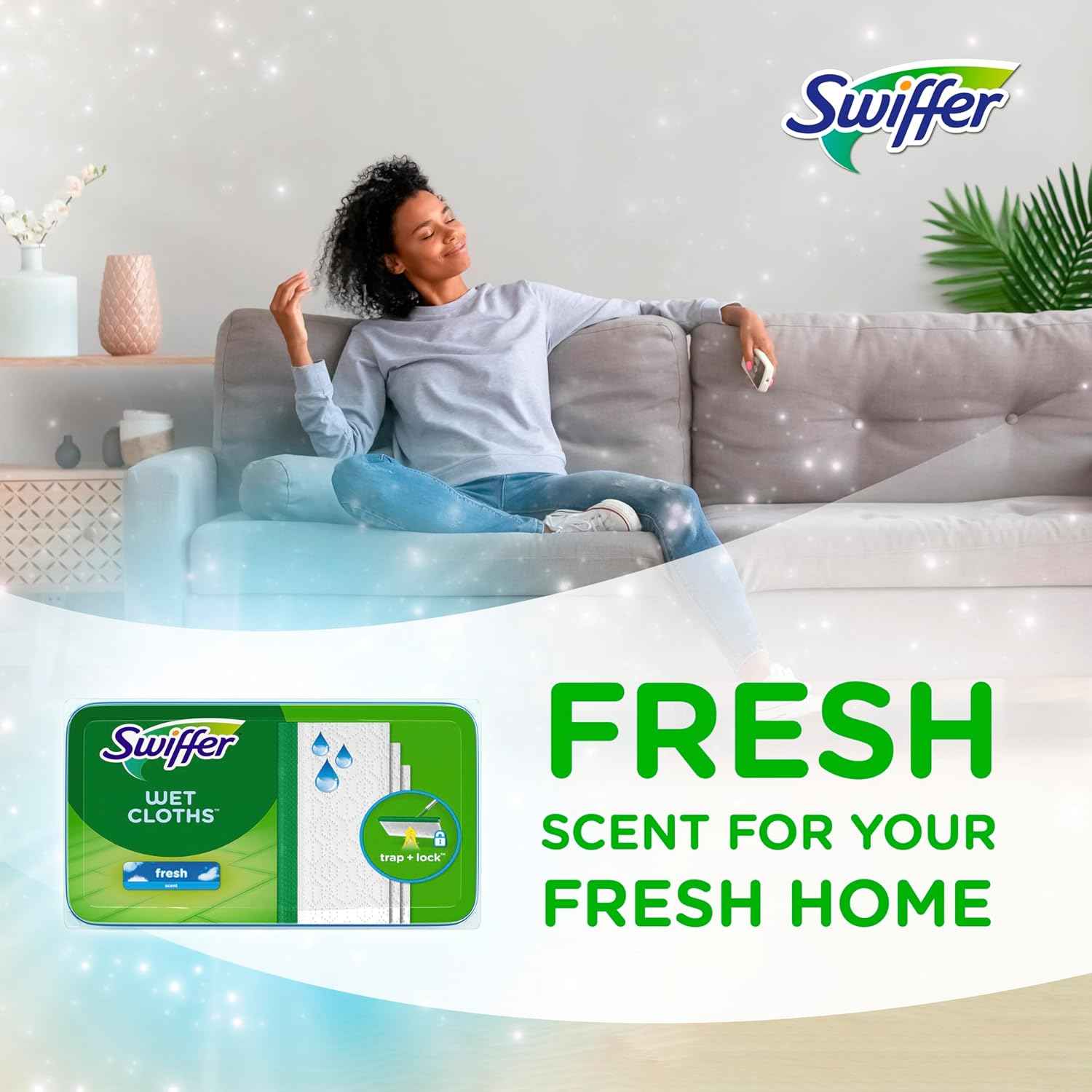 Swiffer Sweep + Mop, Wet Pads Refill, Floor Cleaner for Dirt, Dust, Hair, Cleaning Cloths for Mopping Home, Bathroom, Kitchen, All Purpose Multi-Surface Floor Wipes, Fresh, 24ct