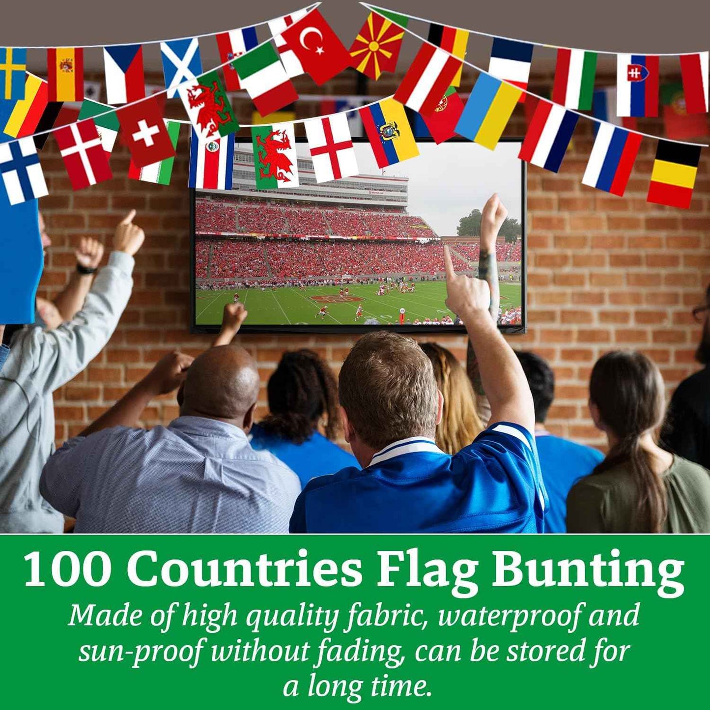 100 Countries String Flag Banner Set- 82Ft International World Flags Bunting Durable Mini Polyester Flags for Party Decorations, Classroom, Sports Events, Olympics, World Cup & Cultural Festival Decor