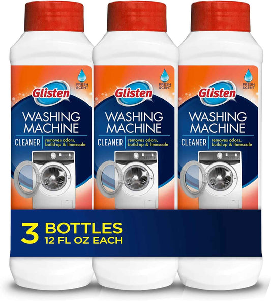 Glisten Washing Machine Cleaner, Helps Remove Odor, Buildup, and Limescale, Fresh Scent, Made in the USA, 12 Ounce Bottle