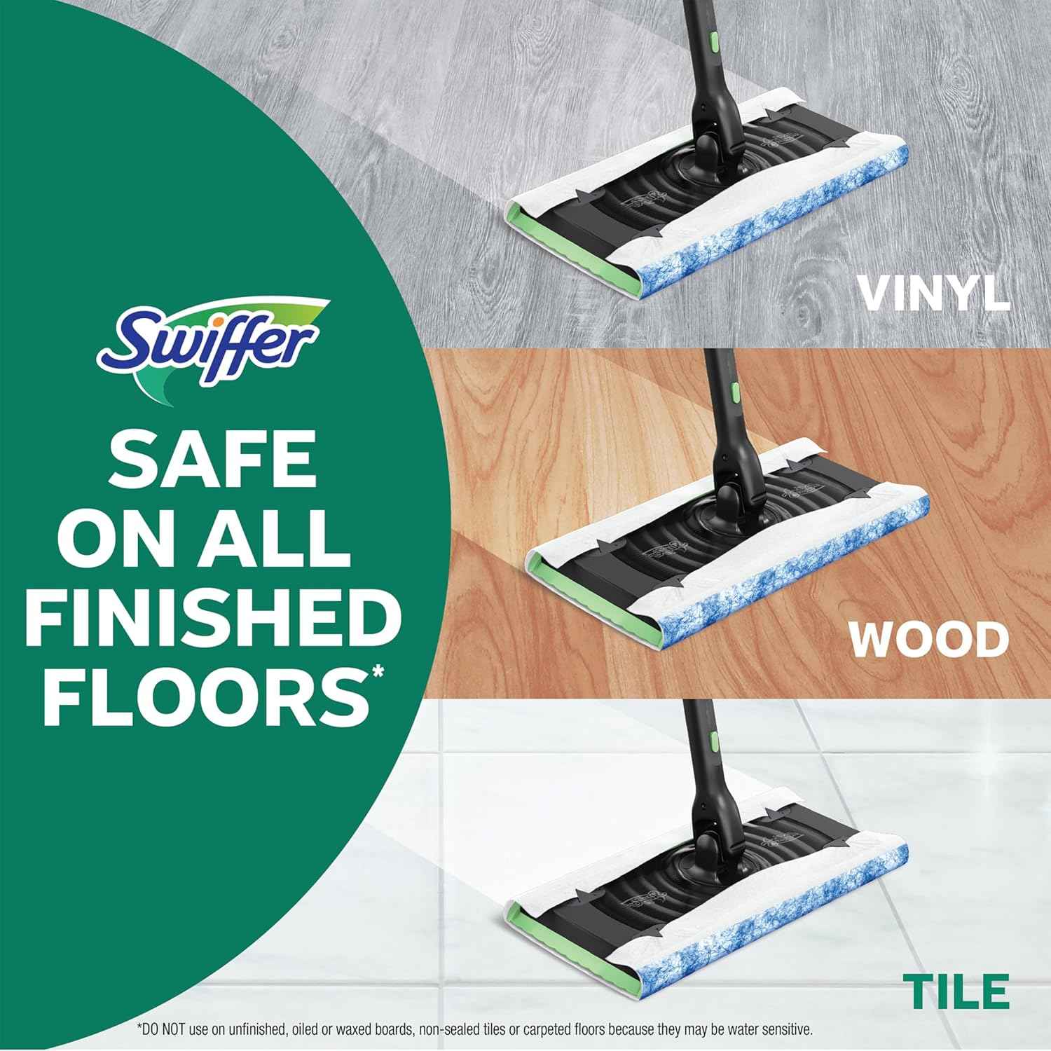 Swiffer 2-in-1 Multi-Surface Kit for Floor Cleaning, Includes 1 Sweeper Device, Dry Sweeping + Wet Mopping Heavy Duty Cloths