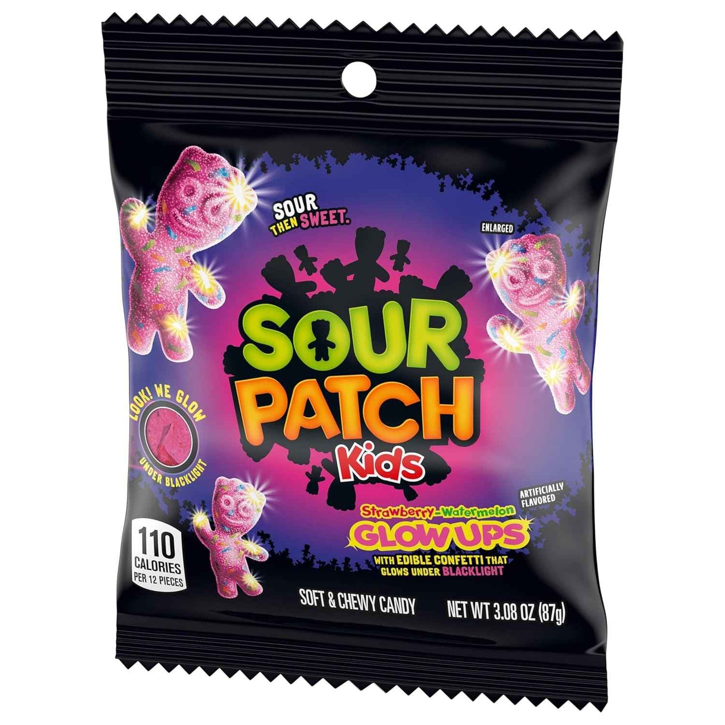 SOUR PATCH KIDS Glow Ups Strawberry-Watermelon Soft & Chewy Candy, Bulk Candy, 12-3.08 oz Bags