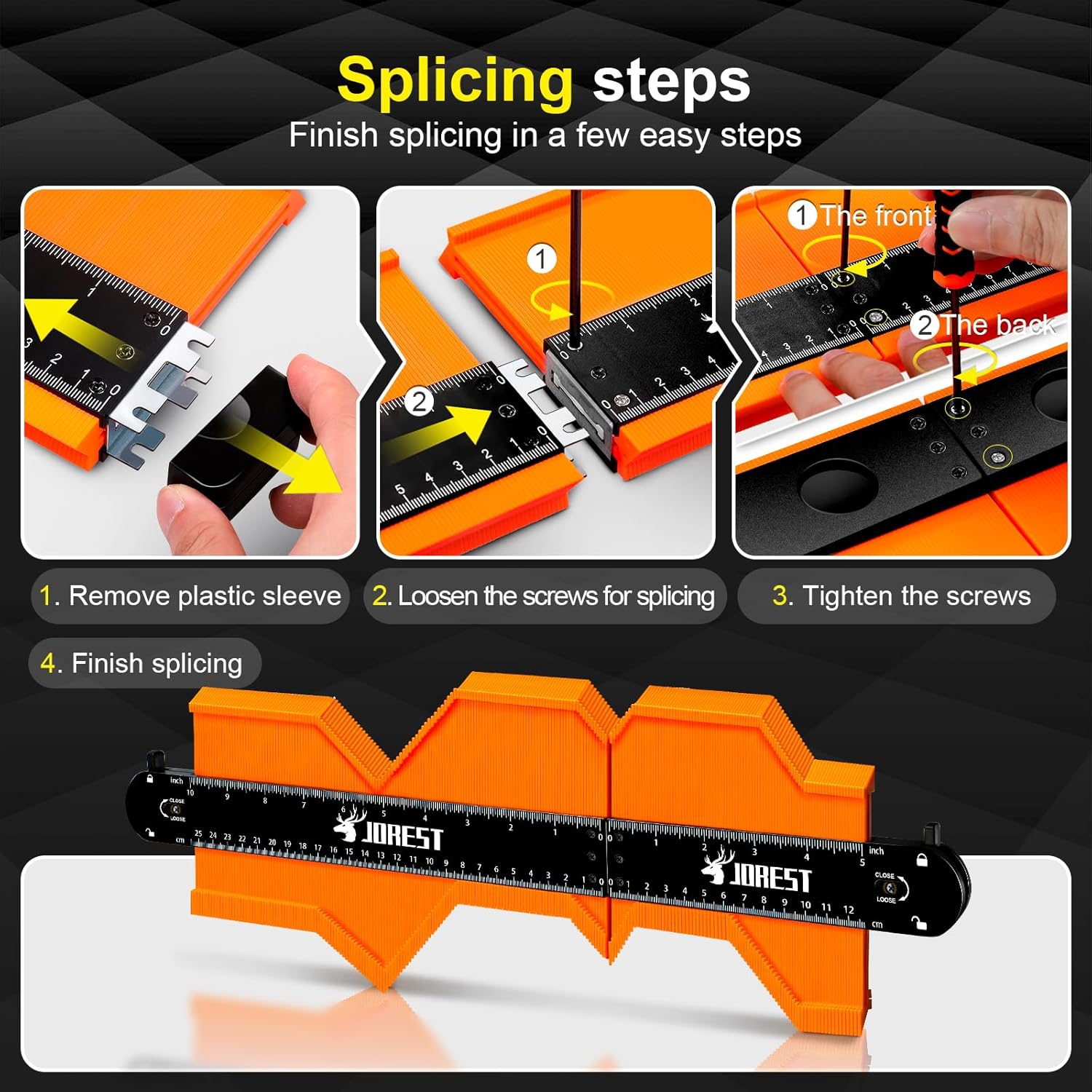 JOREST_Connectable_Contour_Gauge_(10+5_Inch),_Gifts_Ideas_for_Men_Dad_Handyman_Husband_Him,_Shape_Profile_Duplicator_with_Lock,_Outline_Angle_Measuring_Tool,_Template_tool,_Tile_Flooring,_Scribe_Edge