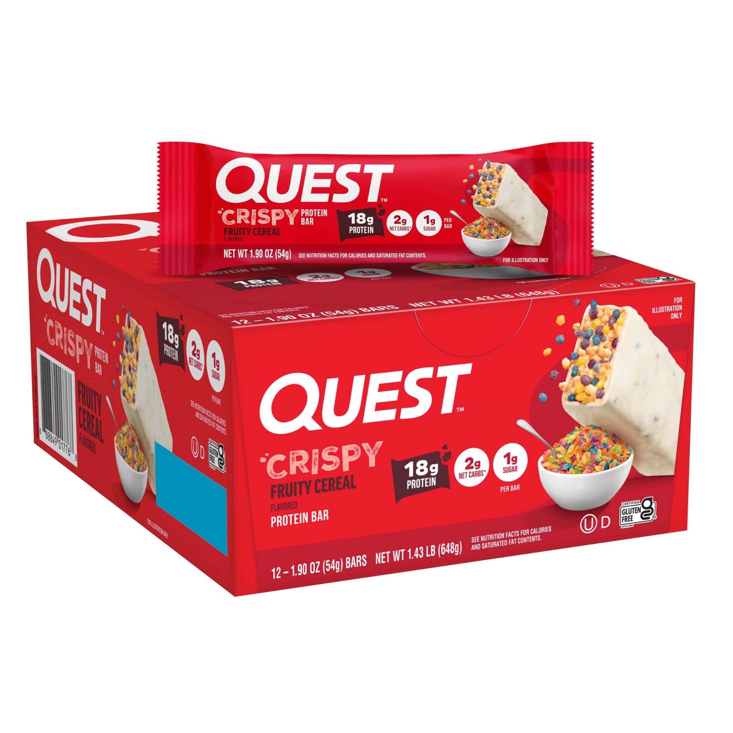 Quest Nutrition Crispy Cookies & Cream Hero Protein Bar, 18g Protein, 1g Sugar, 3g Net Carb, Gluten Free, Protein Snack, Keto Friendly, 12 Count