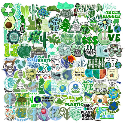 100PCS Earth Day Stickers, Environmental Protection Vinyl Waterproof Stickers for Water Bottles, Laptops, Skateboards & Notebooks, Save the Earth Environmental Decals for Kids Teens Students