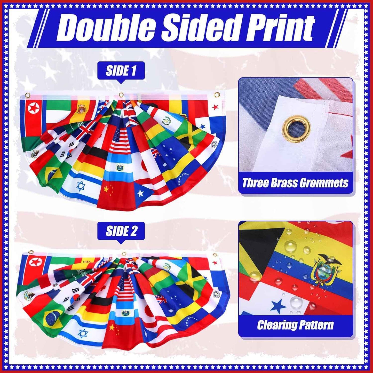 Outus 3 Pcs World Flags Banner International World Flag Decorations Country Bunting Nations Pleated Fan Bunting Backdrop for International Sports Events Club Events Grand Opening Decor