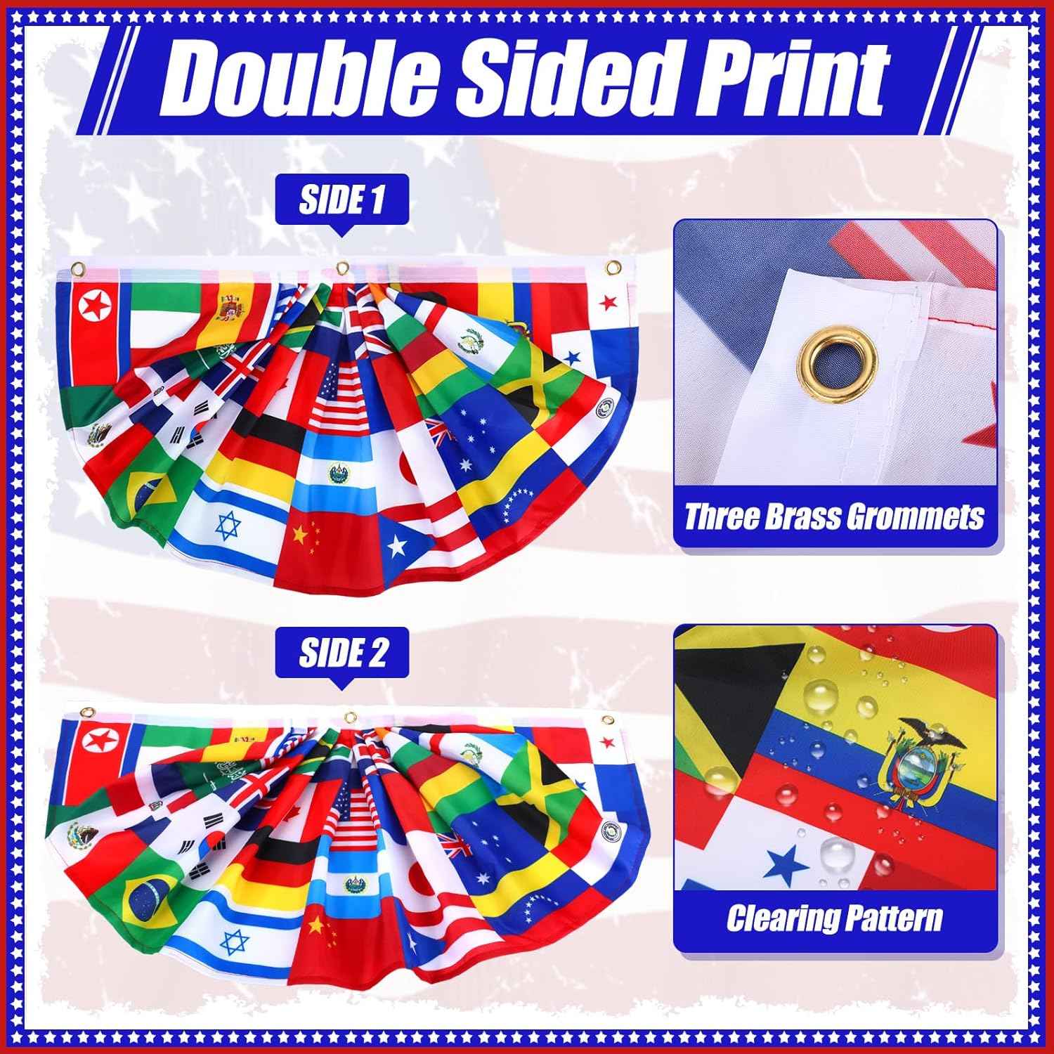 Outus 3 Pcs World Flags Banner International World Flag Decorations Country Bunting Nations Pleated Fan Bunting Backdrop for International Sports Events Club Events Grand Opening Decor