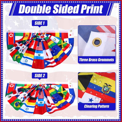Outus 3 Pcs World Flags Banner International World Flag Decorations Country Bunting Nations Pleated Fan Bunting Backdrop for International Sports Events Club Events Grand Opening Decor