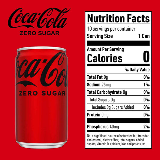 Coca-Cola Coke Zero Sugar Diet Soda, 10 Pack, 20 pack, 24 pack
