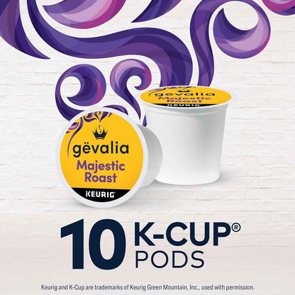 Gevalia Majestic Roast Bold Roast K‐Cup Coffee Pods, 10 ct Box