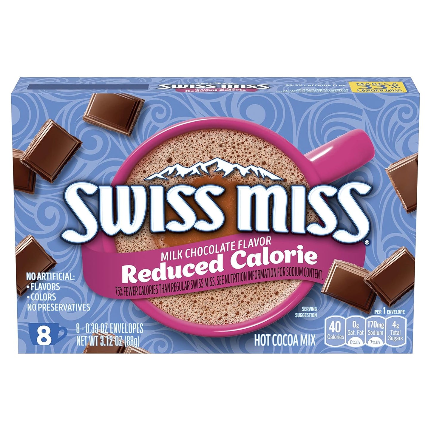Swiss_Miss_Milk_Chocolate_Flavored_Reduced_Calorie_Hot_Cocoa_Mix,_Hot_Cocoa_Bar_Supplies,_0.39_oz.,_8-Count_Envelopes_(12_Boxes)