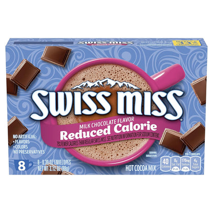 Swiss_Miss_Milk_Chocolate_Flavored_Reduced_Calorie_Hot_Cocoa_Mix,_Hot_Cocoa_Bar_Supplies,_0.39_oz.,_8-Count_Envelopes_(12_Boxes)