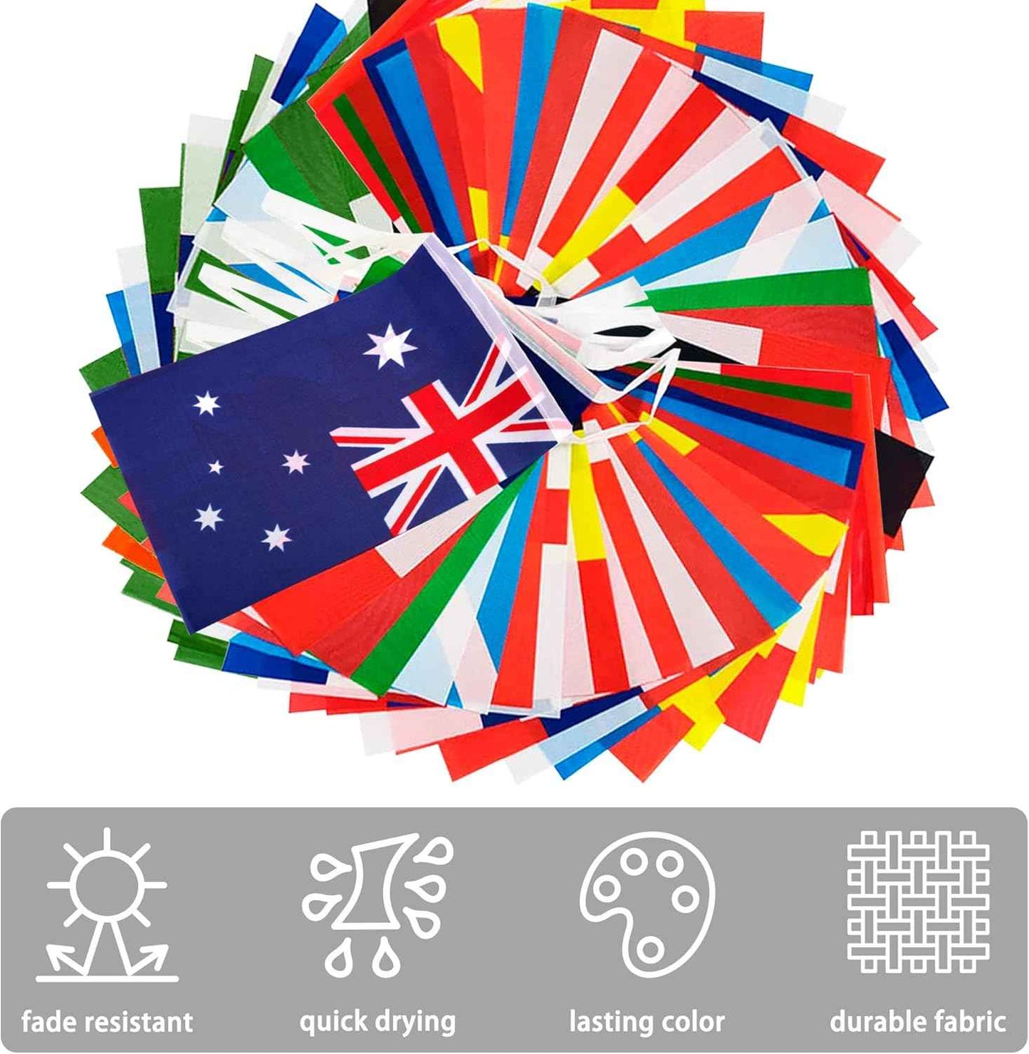 100 Countries String Flag, International Flags Bunting Banner, World Flag Banner Decoration for World Cup Party, School, Sports Game Events, Grand Opening, Classroom