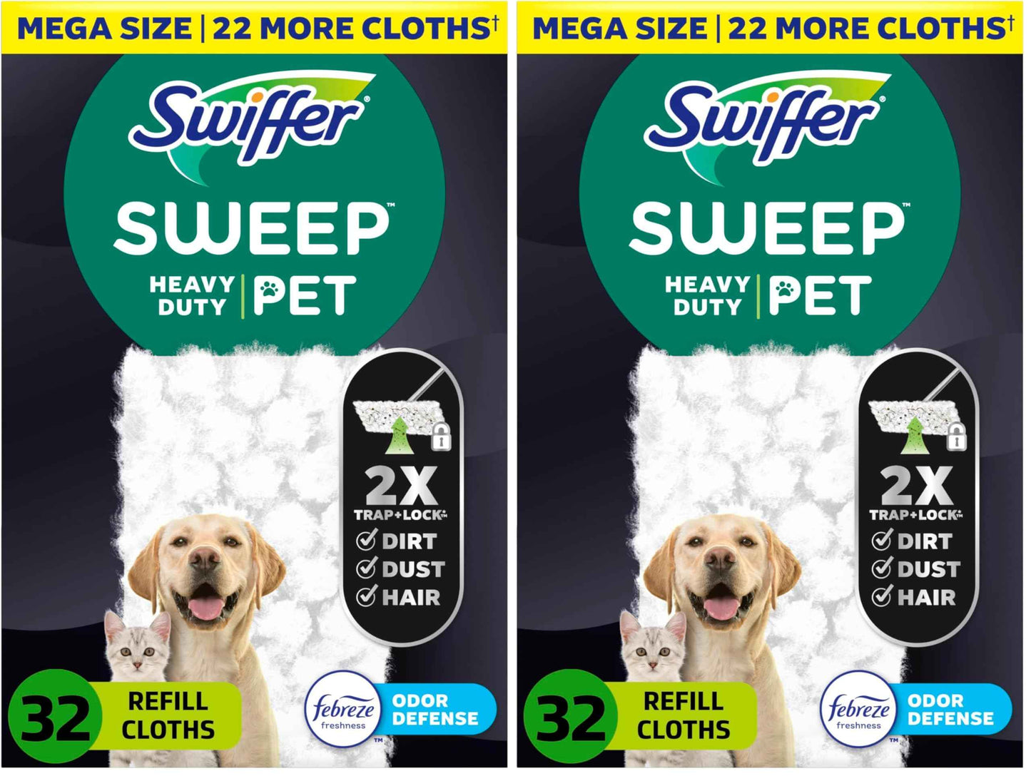 Sweep + Mop, Dry Pads Refill, Floor Cleaner for Dirt, Dust, Hair, Cleaning Cloths for Mopping Home, Bathroom, Kitchen, All Purpose Multi-Surface Floor Wipes, Heavy Duty, Pet