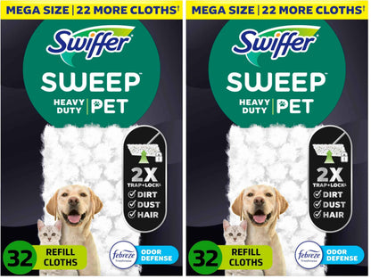 Sweep + Mop, Dry Pads Refill, Floor Cleaner for Dirt, Dust, Hair, Cleaning Cloths for Mopping Home, Bathroom, Kitchen, All Purpose Multi-Surface Floor Wipes, Heavy Duty, Pet