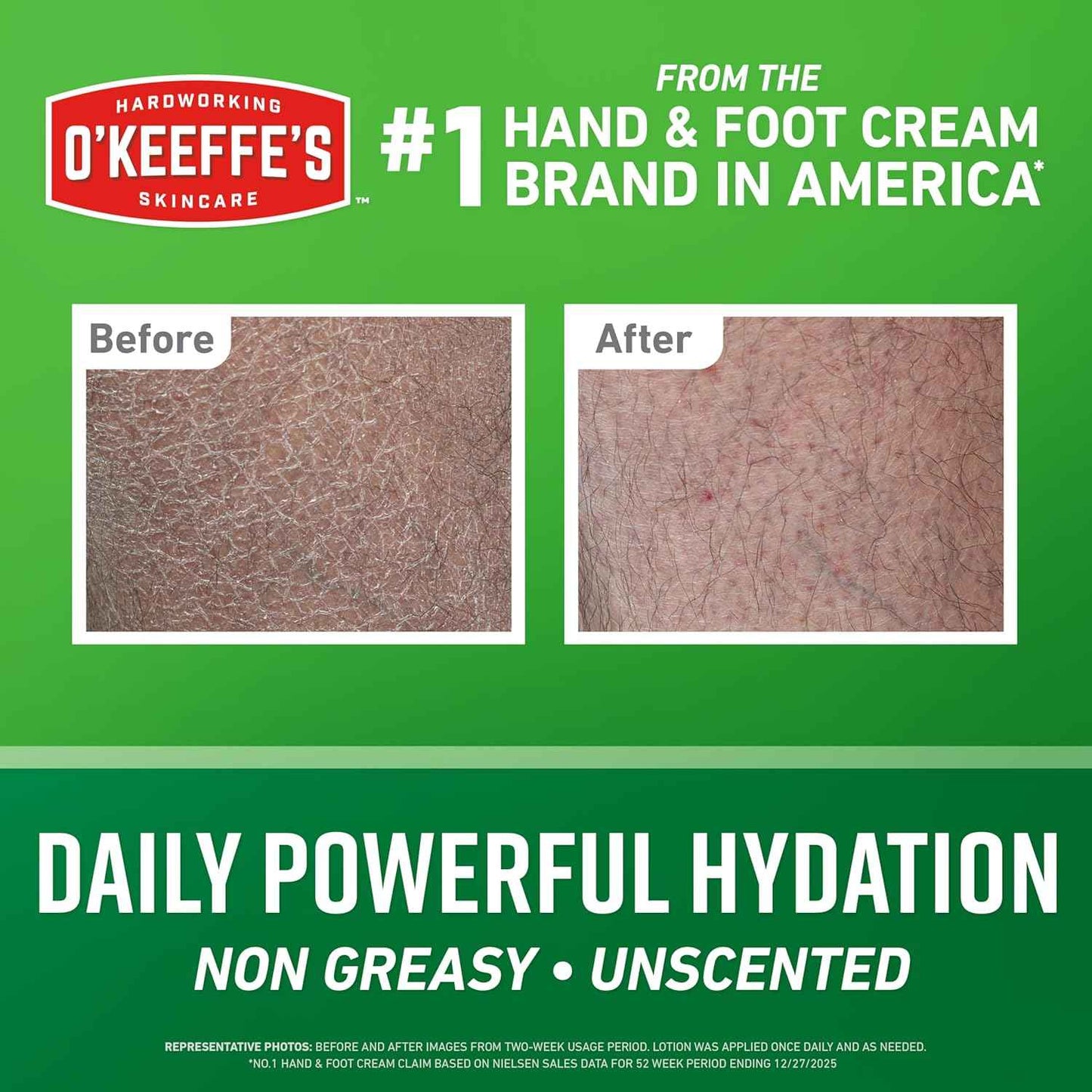 O’Keeffe’s Hardworking Body Lotion, Daily Hydration for Dry Skin, Non Greasy & Unscented, Lightweight Fast Absorbing Formula