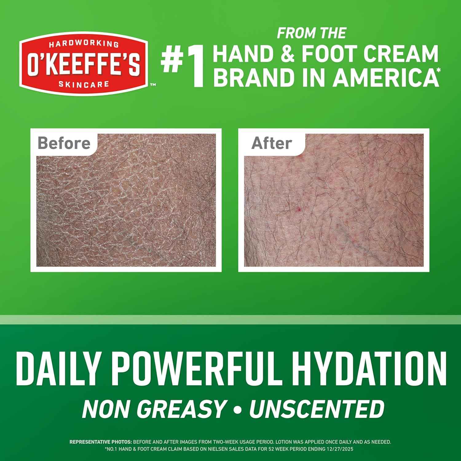 O’Keeffe’s Hardworking Body Lotion, Daily Hydration for Dry Skin, Non Greasy & Unscented, Lightweight Fast Absorbing Formula