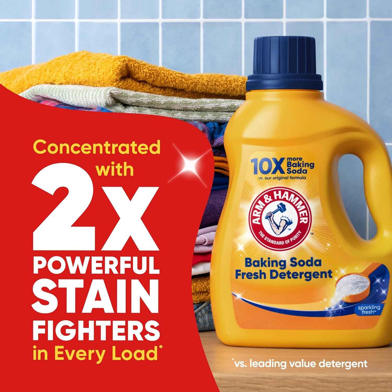 ARM & HAMMER Baking Soda Fresh Liquid Laundry Detergent, Sparkling Fresh Scent, 110 Loads, 110 Fl Oz