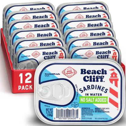 Beach Cliff Wild Caught Sardines, 3.75 oz Can - 13g Protein per Serving - Gluten Free, Keto Friendly - Great for Pasta & Seafood Recipes