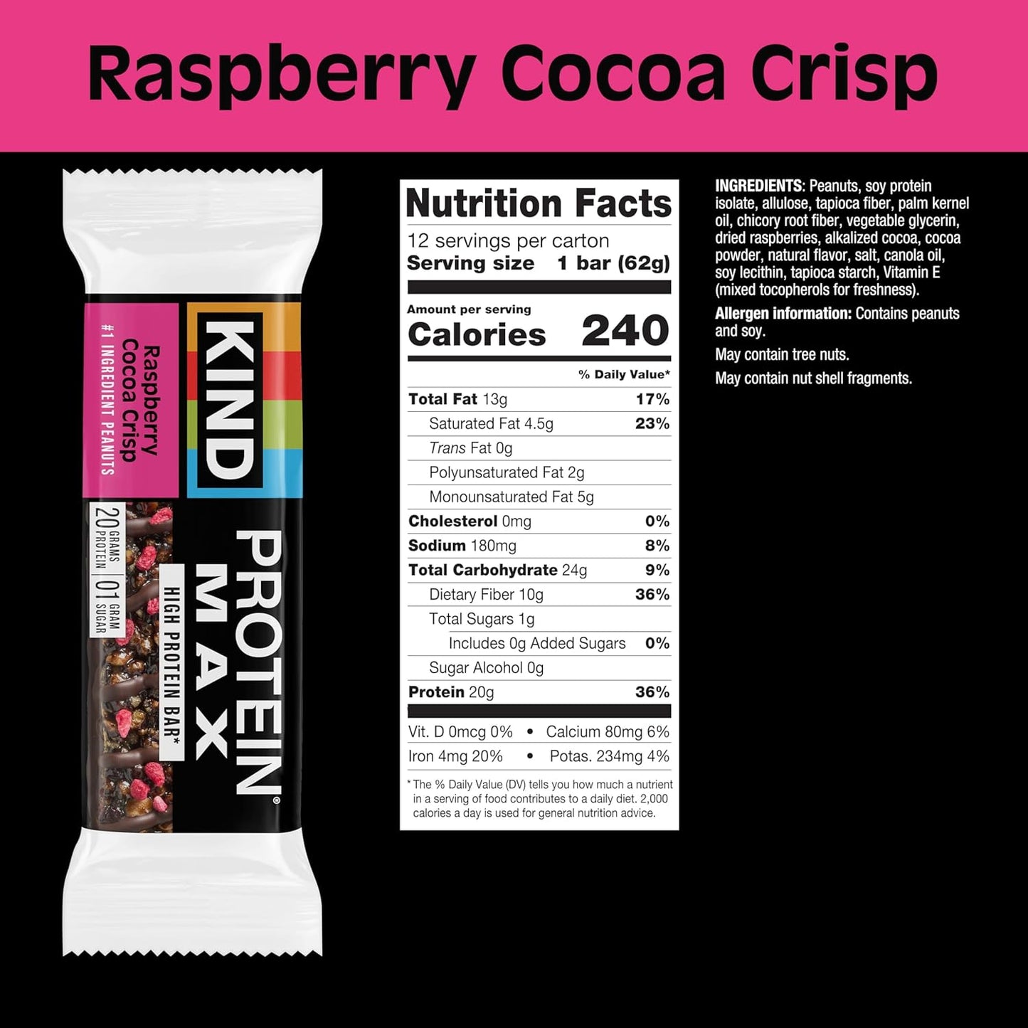 KIND_Protein_MAX_Bars_Variety_Pack,_Gluten_Free,_Low_Sugar,_High_Fiber_Snacks,_Crispy_Chocolate_Peanut_Butter,_Sweet_&_Salty_Caramel_Peanut,_Raspberry_Cocoa,_Dark_Chocolate,_20g_Protein,_12_Count