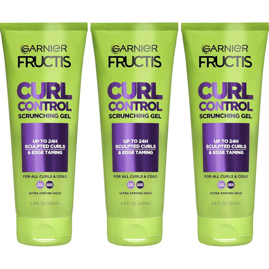 Garnier Fructis Curl Control Scrunching Hair Gel, Curl Jelly for Curly, Wavy, and Coily Hair with Frizz & Edge Control, Up to 24 HR Shape & Shine