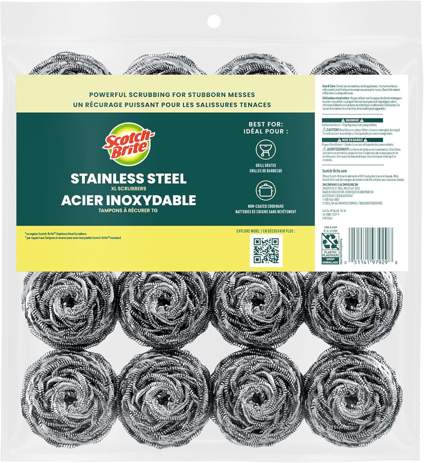 Scotch-Brite_Stainless_Steel_Scrubbers,_Scouring_Pads_for_Cleaning_Tough_Baked-On_Messes,_Metal_Scrubbers_for_Cleaning_Dishes,_16_Scrub_Pads
