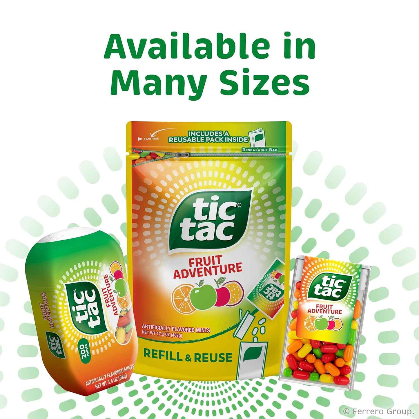 Tic Tac Fruit Adventure, On-the-Go Pocket-Sized Mints, 200 pieces, 4 Bottle Packs, 3.4 oz Each