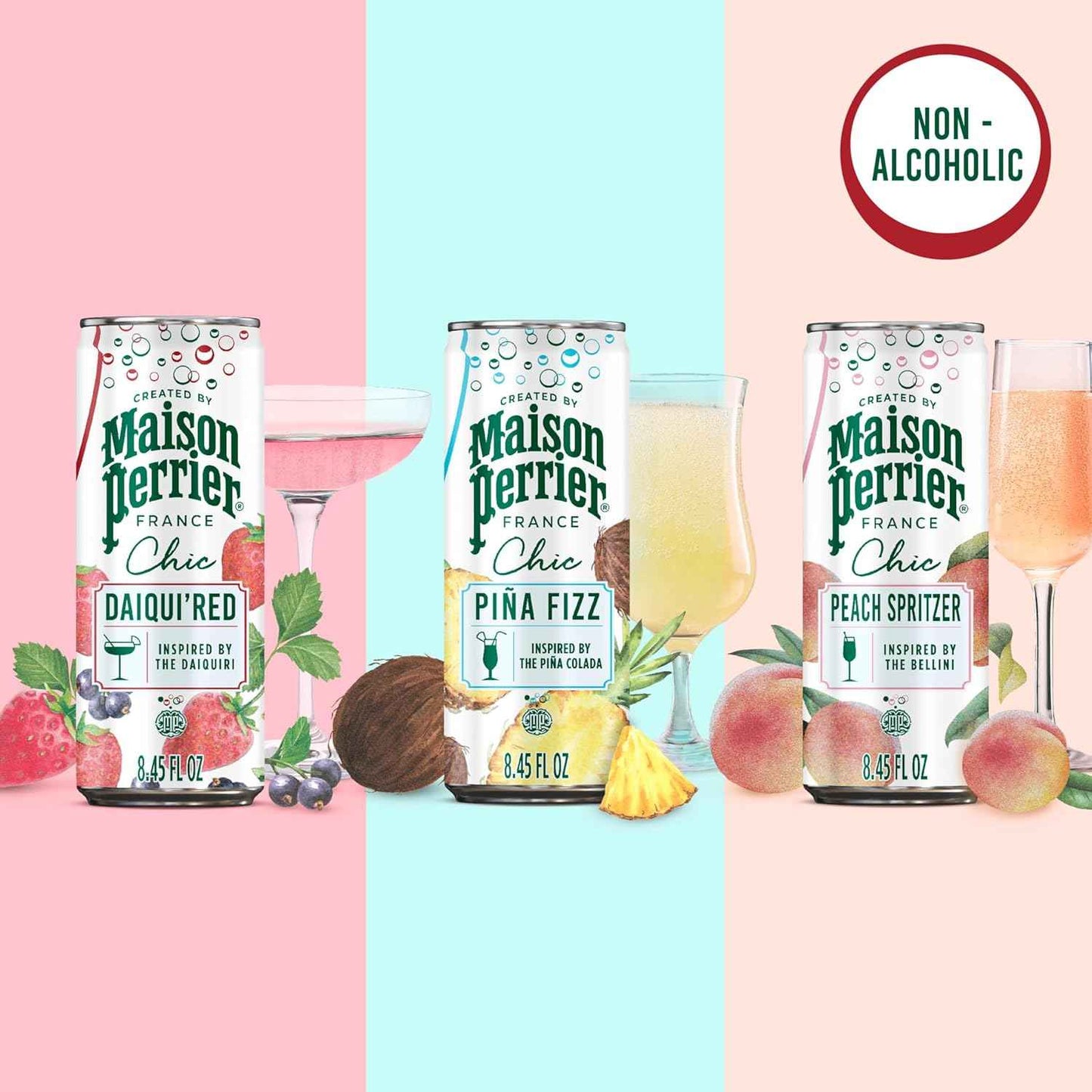 Maison Perrier Chic Sparkling Beverage, Low Calorie, Mocktails, 12-Pack
