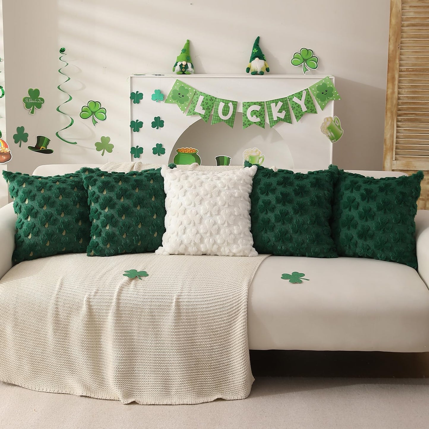 DFXSZ_St_Patricks_Day_Pillow_Covers_18x18_inch_Set_of_2_St_Patricks_Day_Decorations_Green_Shamrock_Soft_Plush_Faux_Fur_Jacquard_Throw_Pillows_for_Bedroom_Sofa_Holiday_Festivals_Home_Decor_PTK021A18