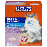Hefty Ultra Strong 13 Gallon Trash Bags, Tall Kitchen Trash Bags 13 Gallon Size, Drawstring Closure, Continuous Odor Control, White, Lavender and Sweet Vanilla Scent