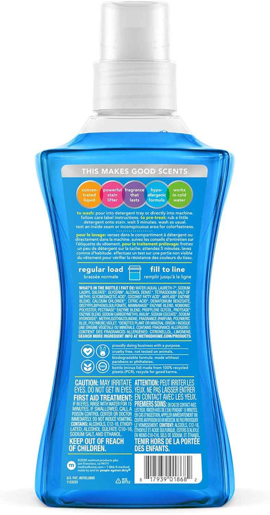 Method Liquid Laundry Detergent, Fresh Air, 66 Loads Per Bottle, Stain Remover, 53.5 Fl Oz