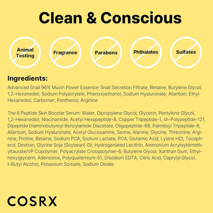 COSRX Snail Mucin 96% Peptide Booster Set - Korean Skin Care, Gift Sets, Skin Care Sets for Women, Advanced Snail Mucin Serum, Face Serum, Mothers Day Gifts for Mom