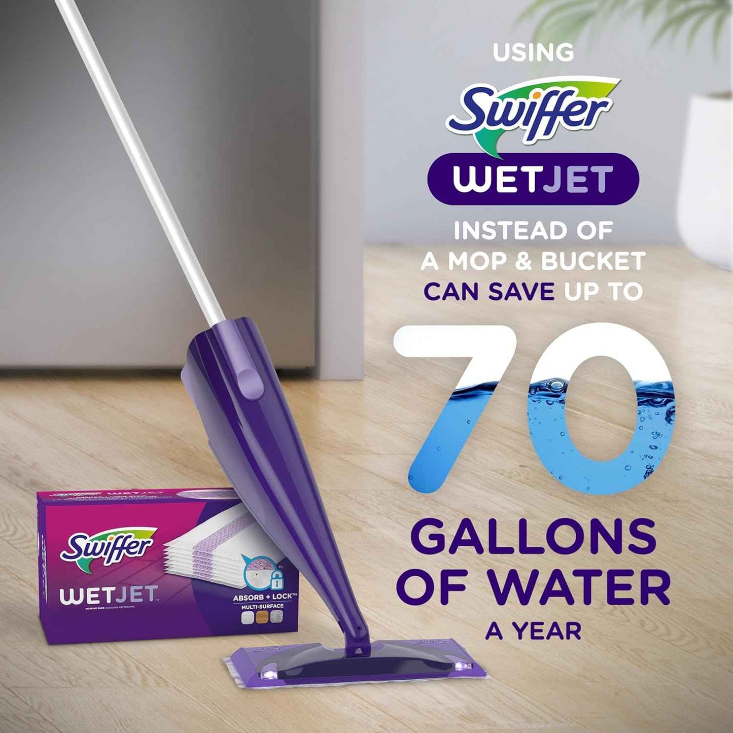 Swiffer WetJet Hardwood Floor Cleaner Spray Mop Pad Refill, Bathroom Cleaning Supplies, Hardwood Floor Cleaner, Multi Surface