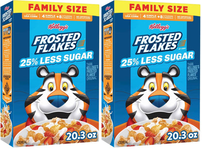 Kellogg's Frosted Flakes 25% Less Sugar Breakfast Cereal, Family Size