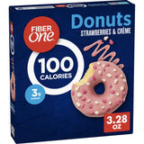Fiber One 100 Calorie Donuts, Strawberries and Creme, 3g Sugar, 4 Ct, 3.28 oz