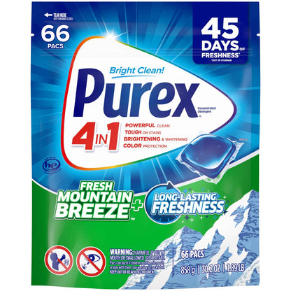 Purex Advanced Oxi with Odor Fighter Laundry Detergent Pacs, Pre Measured Pacs