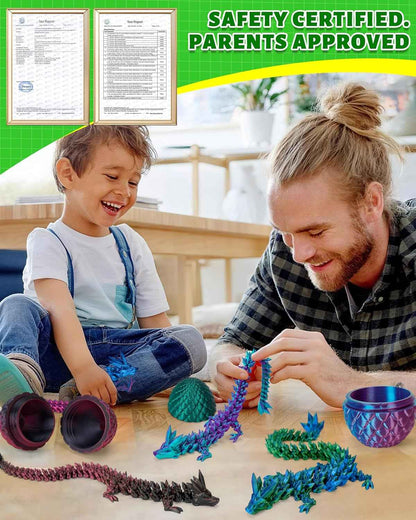 TBOLINE 12" 3D Printed Dragon Egg, Easter Basket Stuffers for Kids, Large Prefilled Easter Eggs, Stuffed Egg Hunt Fillers with Easter Toys, 3D Printer Animals Fidget Toys for Boys Teen 5-7 4-6 8-12