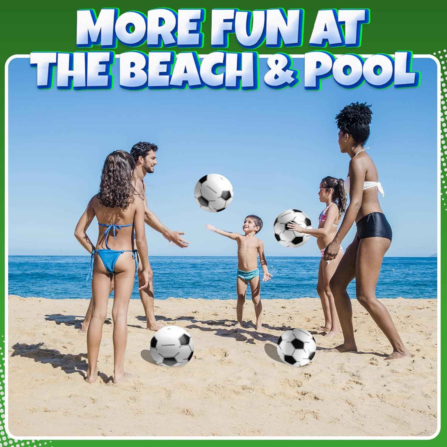 Bedwina Inflatable Soccer Balls (Pack of 12) 16-inch, Beach Balls Bulk for Beach Toys & Soccer Birthday Party Decorations & Party Favors for Kids, Goodie Bags Stuffers