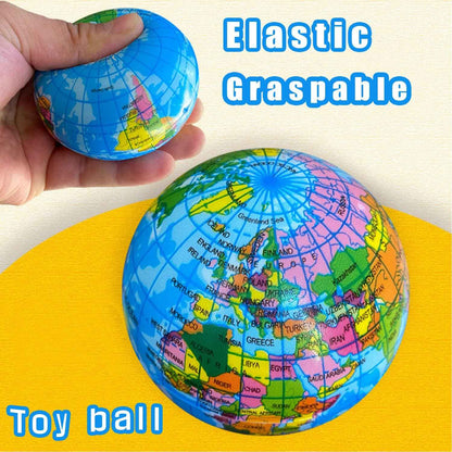 Globe Squeeze Balls,2.5 inch Earth Stress Relief Balls,Soft Foam Stress Ball Toy for Finger Exercise,School or Office Party Favors,24 Pcs