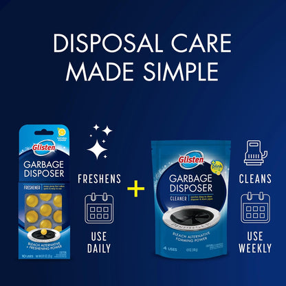 Glisten_Garbage_Disposer_Cleaner_and_Freshener_with_Foaming_Action,_Helps_Remove_Buildup_in_Drains,_Lemon_Scent,_Made_in_the_USA,_16_Packets