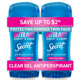 Secret Outlast Antiperspirant Deodorant for Women, 72hr Sweat & Odor Protection, PH Balancing Minerals, Clear Gel, Protecting Powder Scent, 2.6 oz