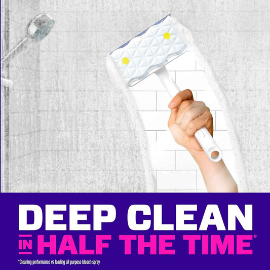Mr. Clean Magic Eraser Shower & Tub Scrubber, Bathroom Cleaner, All in One Bathroom Cleaner, Lemon Starter Kit