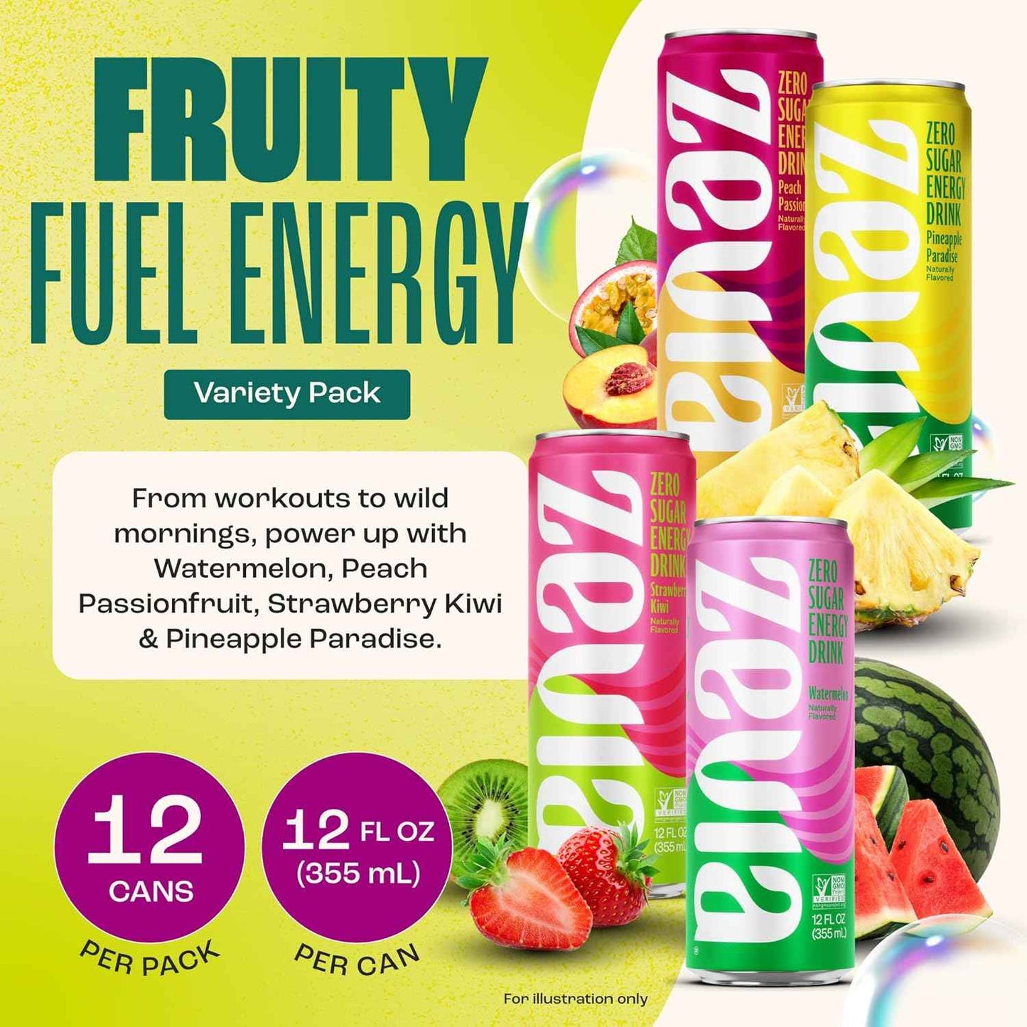 Zevia Zero Sugar Energy Drink– Naturally Sweetened, Non-GMO Project Verified, Gluten-Free, Vegan