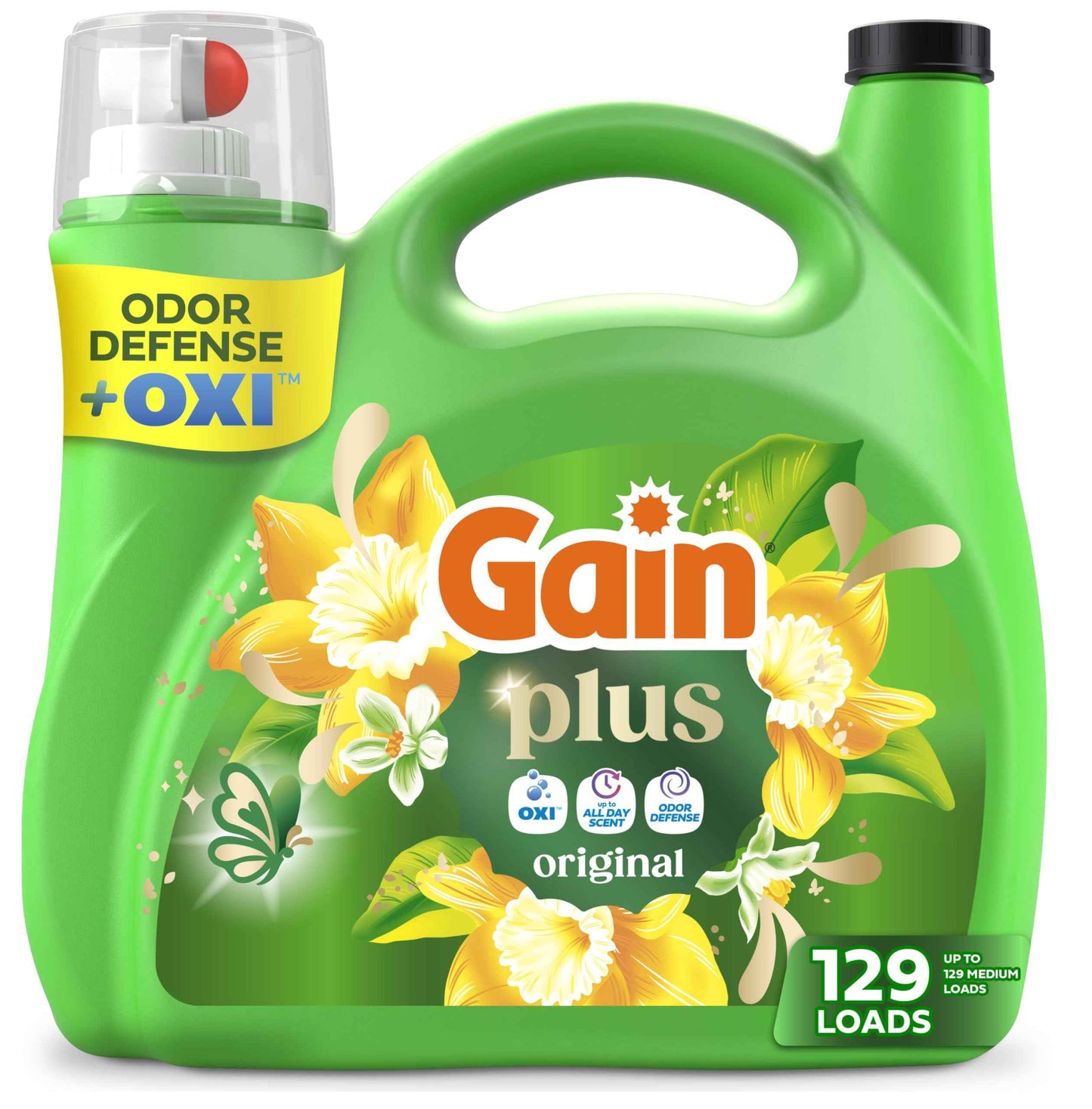 Gain Plus Liquid Laundry Detergent, Cleaner, Fresher, Now with Oxi, Original Scent