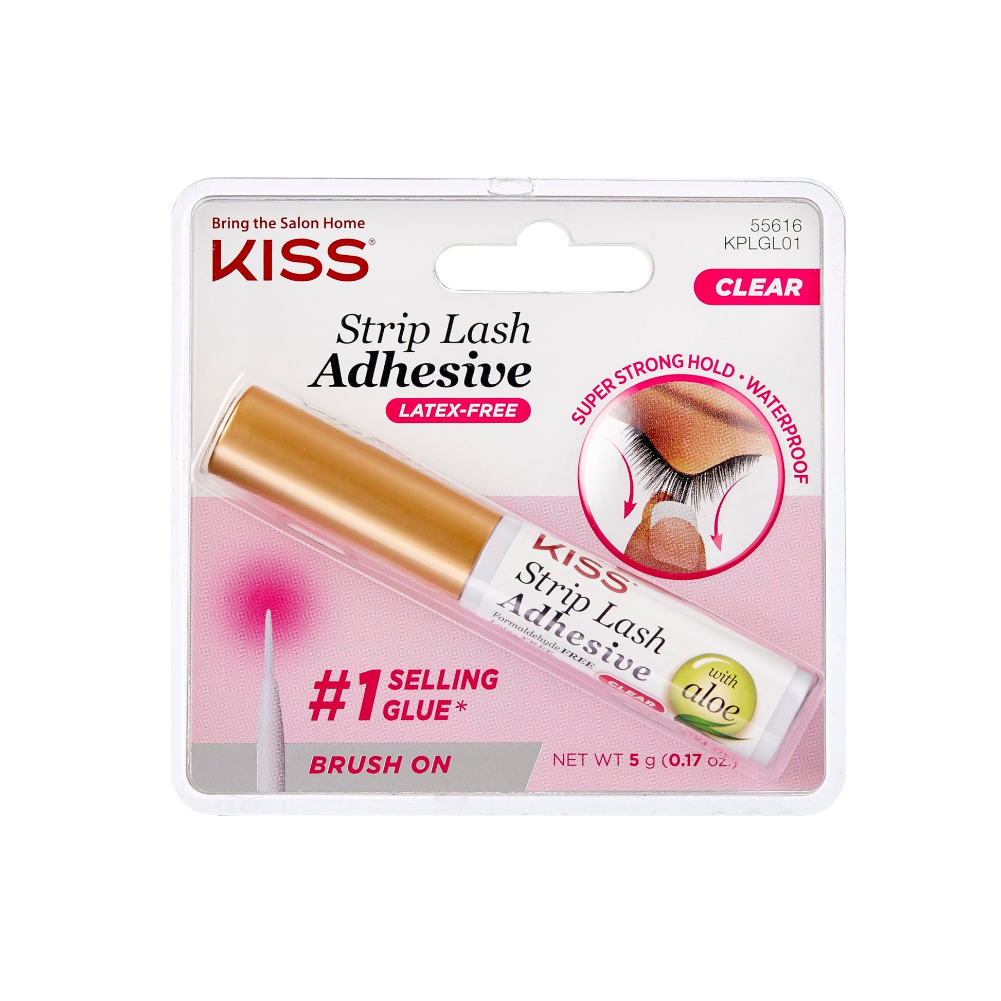 KISS Lash Adhesive, Lash Glue, 24hr Strip Eyelash Adhesive, Clear, Includes Lash Adhesive, Long Lasting Wear, Can Be Used with Strip Lashes and Lash Clusters