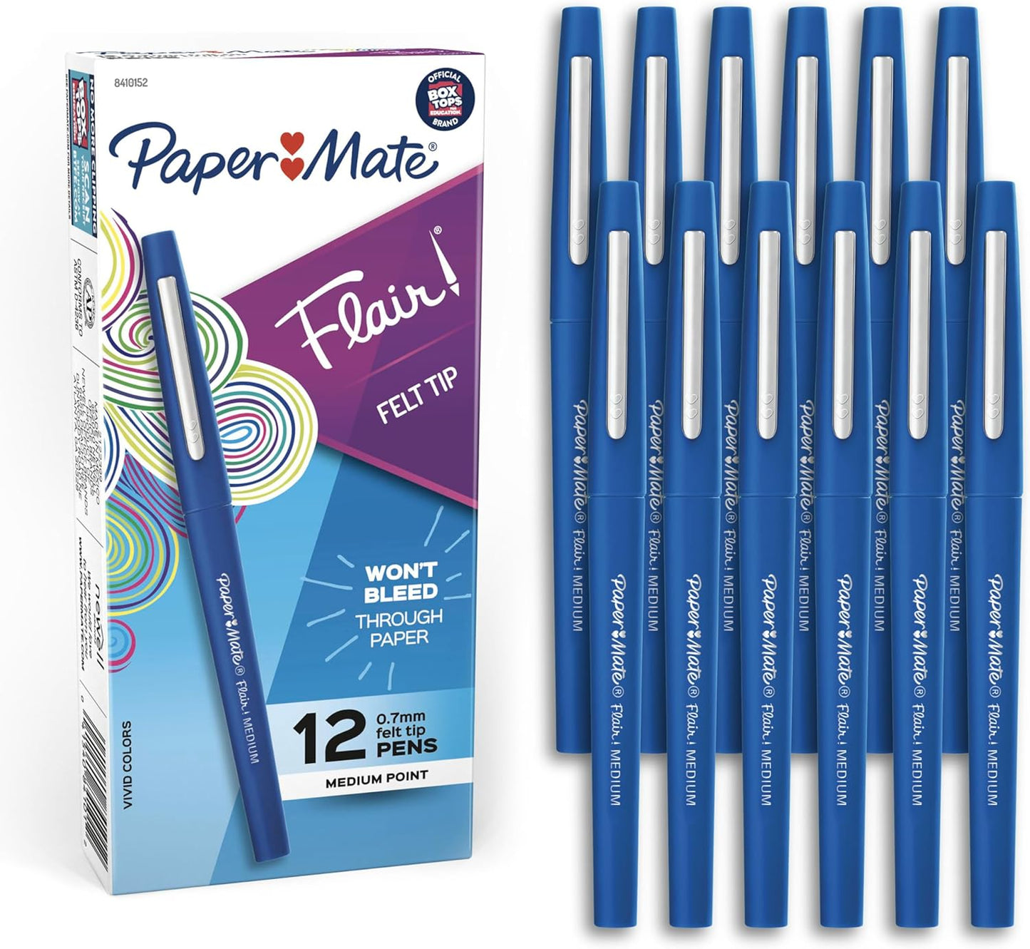 Paper_Mate_Flair_Felt_Tip_Pens,_Medium_Point_(0.7mm),_Blue,_12_Count_-_Teacher_Supplies,_Arts_&_Crafts,_Back_to_School