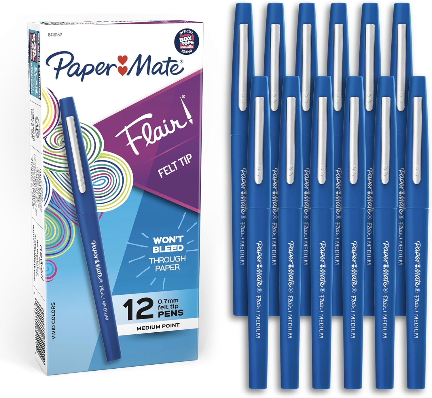 Paper_Mate_Flair_Felt_Tip_Pens,_Medium_Point_(0.7mm),_Blue,_12_Count_-_Teacher_Supplies,_Arts_&_Crafts,_Back_to_School