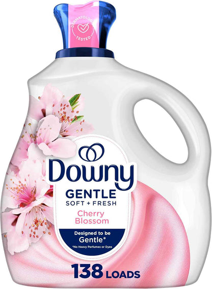 Downy Gentle Soft + Fresh Fabric Softener Liquid, Cherry Blossom Scent, Liquid Fabric Softener Designed to be Gentle on Skin